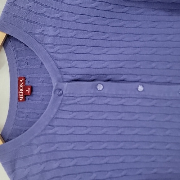 Merona Y2K Cableknit 3/4 sleeves button up Cardigan Size small fits medium EUC - Picture 4 of 11